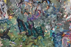 Inviting Foliage with Little House, 44x50 inches, 1995 (reworked 1998)